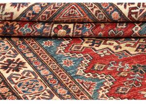 Tappeto Kazak Fine Stilizzato Rosso Blu Petrolio 120x184 Cm