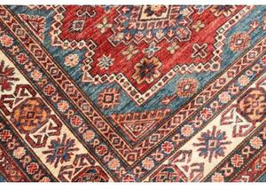 Tappeto Kazak Fine Stilizzato Rosso Blu Petrolio 120x184 Cm