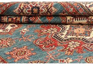 Tappeto Kazak Fine Geometrico Blu Petrolio Beige 166x238 Cm