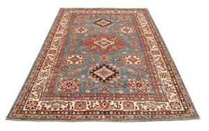 Tappeto Kazak Fine Geometrico Blu Petrolio Beige 166x238 Cm