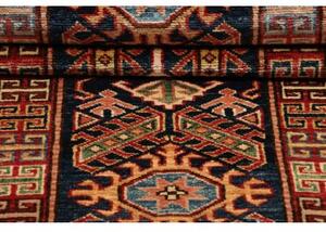 Tappeto Kazak Fine Stilizzato Blu Notte Rosso Mattone Corsia 77x200 Cm
