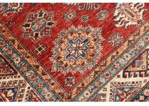Tappeto Kazak Fine Geometrico Rosso Avorio 168x222 Cm