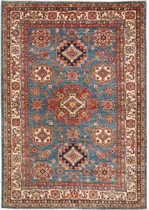 Tappeto Kazak Fine Geometrico Blu Petrolio Beige 166x238 Cm