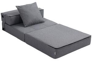 HOMCOM Poltrona Letto Moderno 2 in 1 da Terra Pieghevole con Seduta Morbida e Cuscino, 70x70x61 cm, Grigio | Aosom Italy