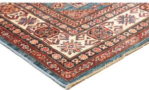 Tappeto Kazak Fine Stilizzato Rosso Blu Petrolio 120x184 Cm
