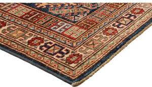 Tappeto Kazak Fine Stilizzato Blu Notte Rosso Mattone Corsia 77x200 Cm