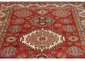 Tappeto Kazak Fine Geometrico Rosso Avorio 168x222 Cm