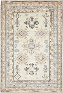 Tappeto Kazak Fine Geometrico Azzurro Chiaro Blu Scuro 165x247 Cm