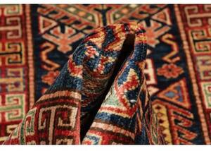 Tappeto Kazak Fine Stilizzato Blu Notte Rosso Mattone Corsia 77x200 Cm
