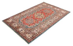 Tappeto Kazak Fine Stilizzato Rosso Blu Petrolio 120x184 Cm