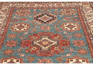 Tappeto Kazak Fine Geometrico Blu Petrolio Beige 166x238 Cm