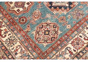 Tappeto Kazak Fine Geometrico Blu Petrolio Beige 166x238 Cm