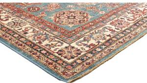 Tappeto Kazak Fine Geometrico Blu Petrolio Beige 166x238 Cm