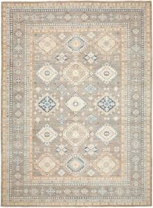 Tappeto Kazak Fine Geometrico Tortora Blu 246x332 Cm