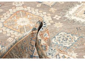 Tappeto Kazak Fine Geometrico Tortora Blu 246x332 Cm