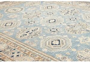 Tappeto Kazak Fine Geometrico Celeste Beige 249x340 Cm