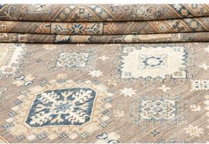 Tappeto Kazak Fine Geometrico Tortora Blu 246x332 Cm