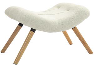 HOMCOM Poggiapiedi moderno in legno con rivestimento in pile e gambe in faggio, imbottito, per soggiorno, camera da letto, ingresso, bianco crema