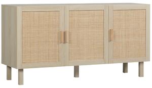 HOMCOM Buffet Mobile da Archiviazione Armadio 3 Ante con ripiano regolabile Effetto caning Stile bohémien - 136 x 41 x 70 cm