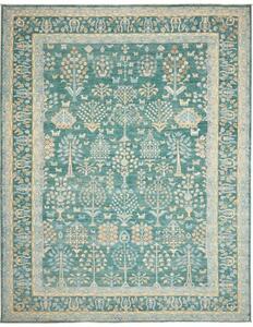 Tappeto Zigler Fine Stilizzato Verde Petrolio Beige 279x354 Cm