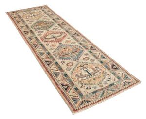 Tappeto Kazak Fine Geometrico Beige Blu Corsia 84x255 Cm