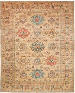 Tappeto Kazak Fine Stilizzato Sabbia Blu Petrolio 252x315 Cm