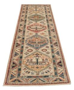 Tappeto Kazak Fine Geometrico Beige Blu Corsia 84x255 Cm