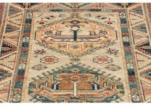 Tappeto Kazak Fine Geometrico Beige Blu Corsia 84x255 Cm