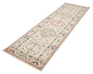 Tappeto Kazak Fine Geometrico Beige Blu Corsia 84x255 Cm