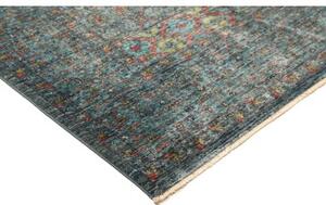 Tappeto Kairo Geometrico Blu Petrolio Rosso Corallo 170x235 Cm