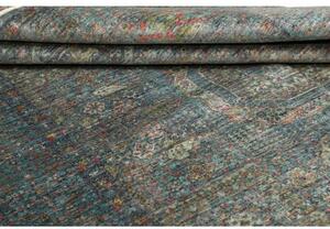 Tappeto Kairo Geometrico Blu Petrolio Rosso Corallo 170x235 Cm