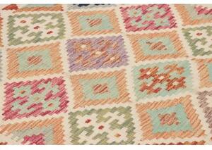 Tappeto Kilim Geometrico Rosso Mattone Avorio 99x200 Cm