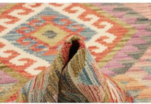Tappeto Kilim Geometrico Rosso Ruggine Grigio Scuro 106x195 Cm