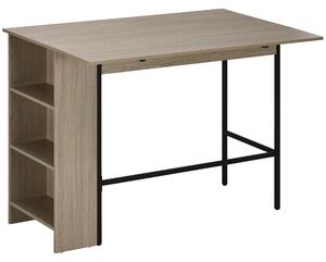 HOMCOM Isola centrale tavolo da bar con piano laterale ribaltabile e 3 mensole 120 x 76 x 91,4 cm grigio chiaro
