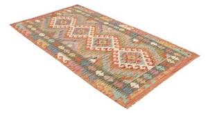 Tappeto Kilim Geometrico Rosso Ruggine Grigio Scuro 106x195 Cm