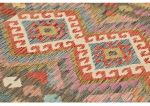 Tappeto Kilim Geometrico Rosso Ruggine Grigio Scuro 106x195 Cm
