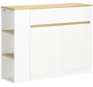 HOMCOM Buffet mobile da stoccaggio con 2 cassetti 3 mensole aperte e mobile con 2 ante 110 x 29,5 x 82 cm bianco