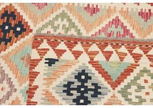 Tappeto Kilim Geometrico Rosso Mattone Avorio 99x200 Cm
