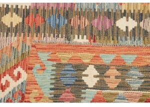 Tappeto Kilim Geometrico Rosso Ruggine Grigio Scuro 106x195 Cm
