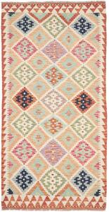 Tappeto Kilim Geometrico Rosso Mattone Avorio 99x200 Cm