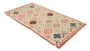 Tappeto Kilim Geometrico Rosso Mattone Avorio 99x200 Cm