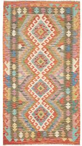Tappeto Kilim Geometrico Rosso Ruggine Grigio Scuro 106x195 Cm