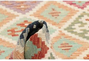 Tappeto Kilim Geometrico Rosso Mattone Avorio 99x200 Cm
