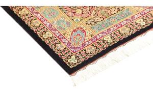 Tappeto Ghom Seta Medaglione Floreale Nero Rosso 61x87 Cm