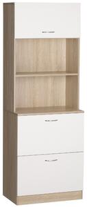 HOMCOM Buffet da cucina armadio multi-rangement con 2 cassetti, 1 armadio + ampio piano 60 x 38 x 168 cm MDF bianco