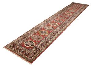 Tappeto Kazak Fine Geometrico Rosso Blu Corsia 82x400 Cm