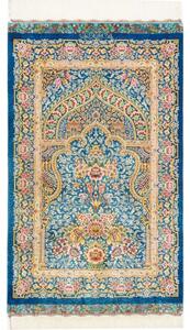 Tappeto Ghom Seta Floreale Blu Beige 59x97 Cm