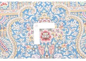 Tappeto Ghom Seta Floreale Blu Beige 59x97 Cm