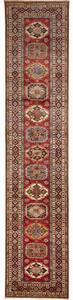 Tappeto Kazak Fine Geometrico Rosso Blu Corsia 82x400 Cm