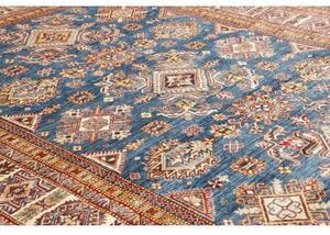 Tappeto Kazak Fine Geometrico Blu Beige 242x313 Cm